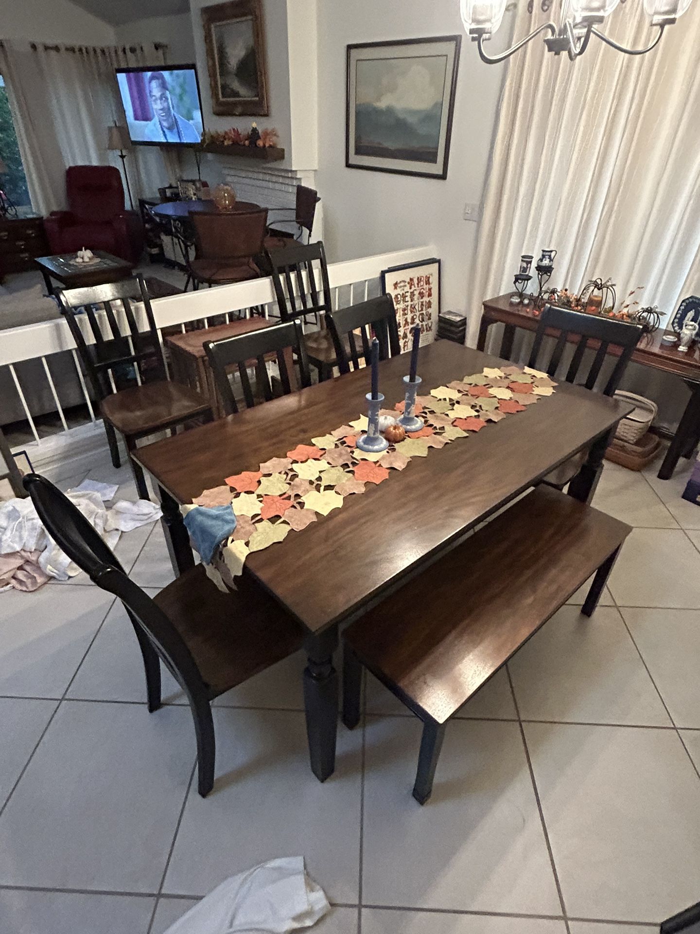 Dining Table 6 Chairs Plus Bench