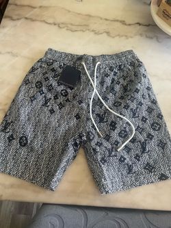 Monogram Pattern Black & White Swim Trunks / Shorts