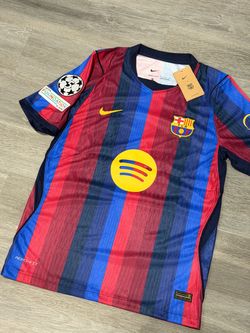 BARCELONA 26-27 HOME KIT LAMINE YAMAL NUMBER 10 SIZE MEDIUM MEN'S CHAMPIONS LEAGUE BADGE PLAYER VERSION #barcelonajersey #lamine #yamal #footballkit #