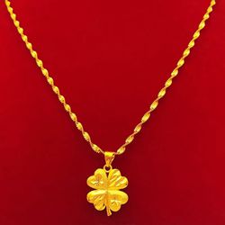 Clover Pendant Set With 999 Marked Necklace 18 "