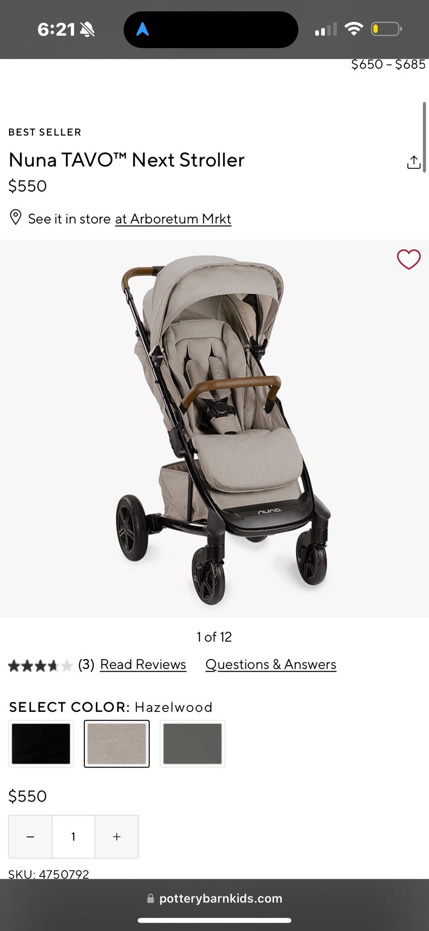 NUNA TAVO STROLLER