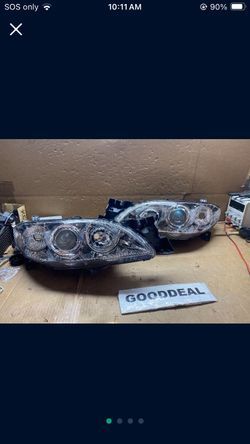 #OH159 Fit 04-09 Mazda 3 Sedan Halogen Headlight Black Housing Clear Lens 