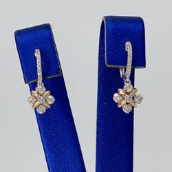 Earrings white and yellow gold 14k 3.2gr, Diamond 0.51 ctw - 50%