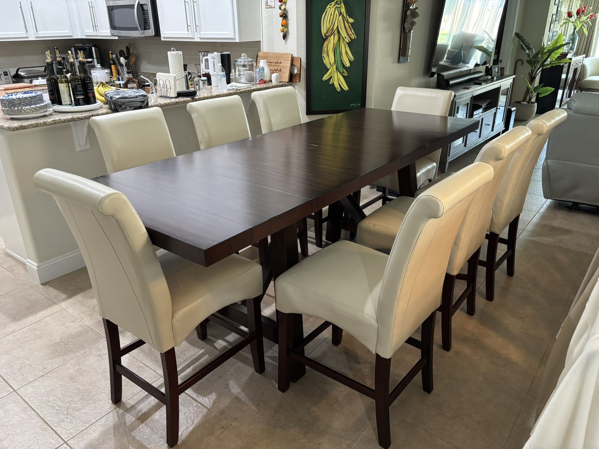 FOR SALE: Used Extendable Dining Table with 8 Chairs β Seats Up to 8!