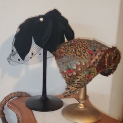 2 Antique Hat Display Stands (Hats Shown Are Not Included.)