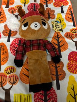 BARK Box "Deer John" Lumberjack Plush Squeaker Dog Toy