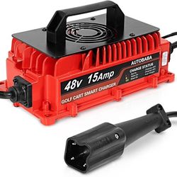 48 Volts 15 AMP Golf Cart Battery Charger 3-Pin Style Plug with Temperature Sensor Compatible with 2007-2024 Yamaha G29 Drive & Drive 2 Golf Cart