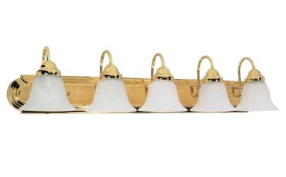 Nuvo 36” Polished Brass Finish 5 Vanity Lights Brand New!
