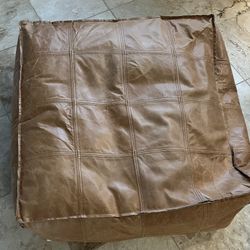 CB2 leather ottoman saddle 14x36