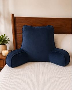 Navy Velvet Bed Rest Reading Pillow / Husband Pillow
