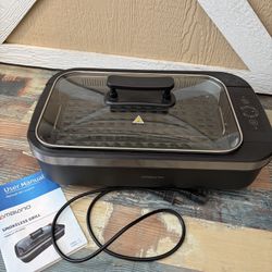 Indoor Smokeless Electric Grill,1500W Electric BBQ Grill with Drip Tray & Tempered Glass Lid, NonStick, 6-Level Control, 90 Min Auto Timer, Removable 