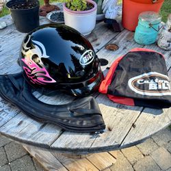 BiLT Women's Small Raven 1/2 Motorcycle Helmet Tribal Hawk series