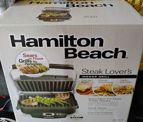 Hamilton Beach Steak Lovers Indoor Grill, 100 sq in, Black, Model 25331 NIB