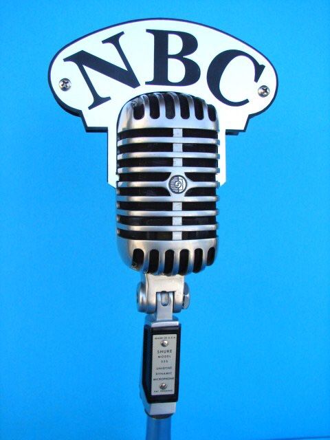 Vintage style NBC Microphone Flag Shure 55S MIC FLAG ONLY