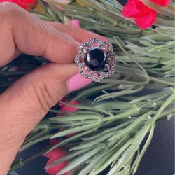 Beautiful Onyx And Marcasite Ring