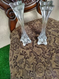 Crystal Glass Candlestick Holders Set of 2