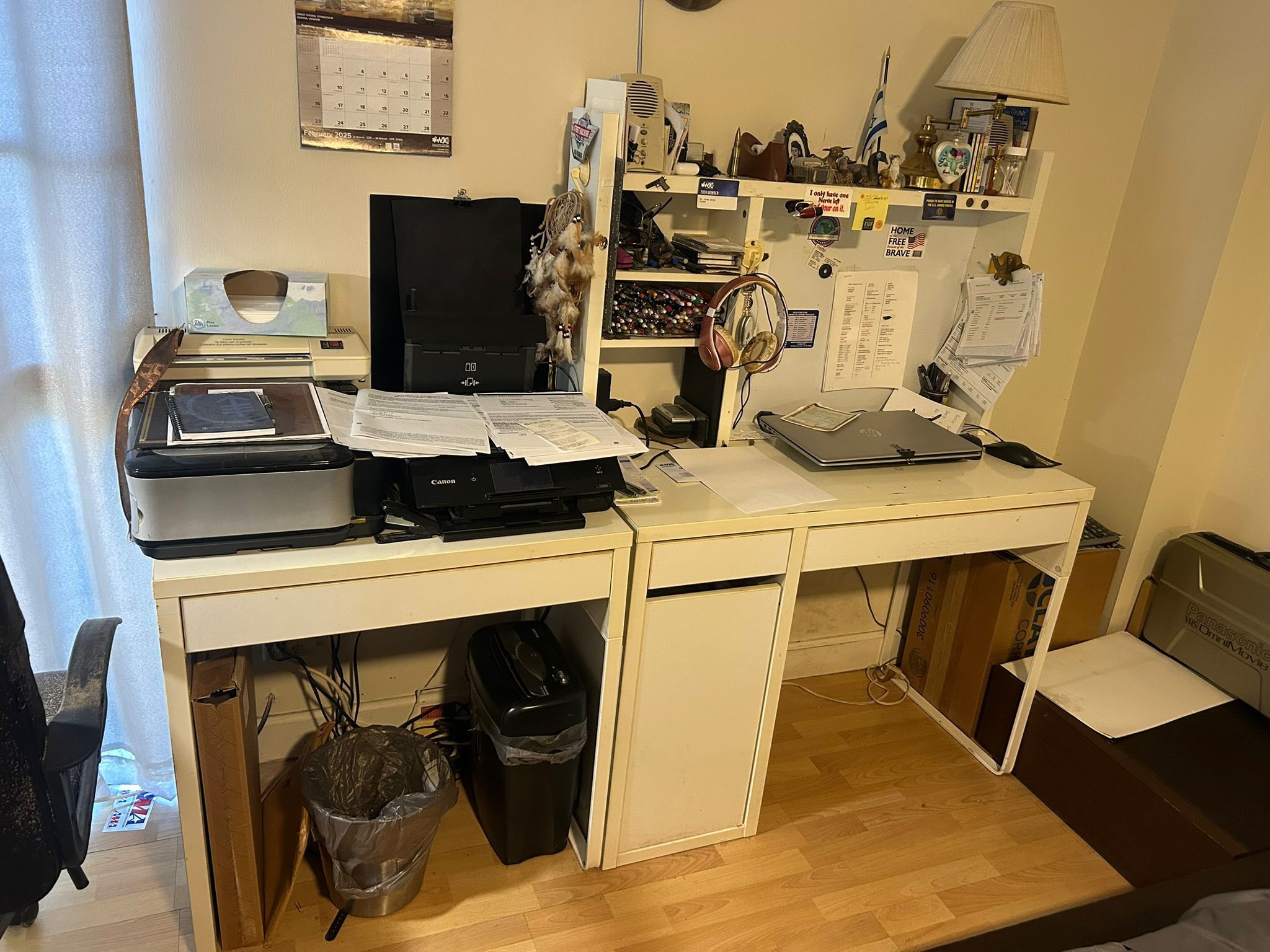 Desk White With Cabinets