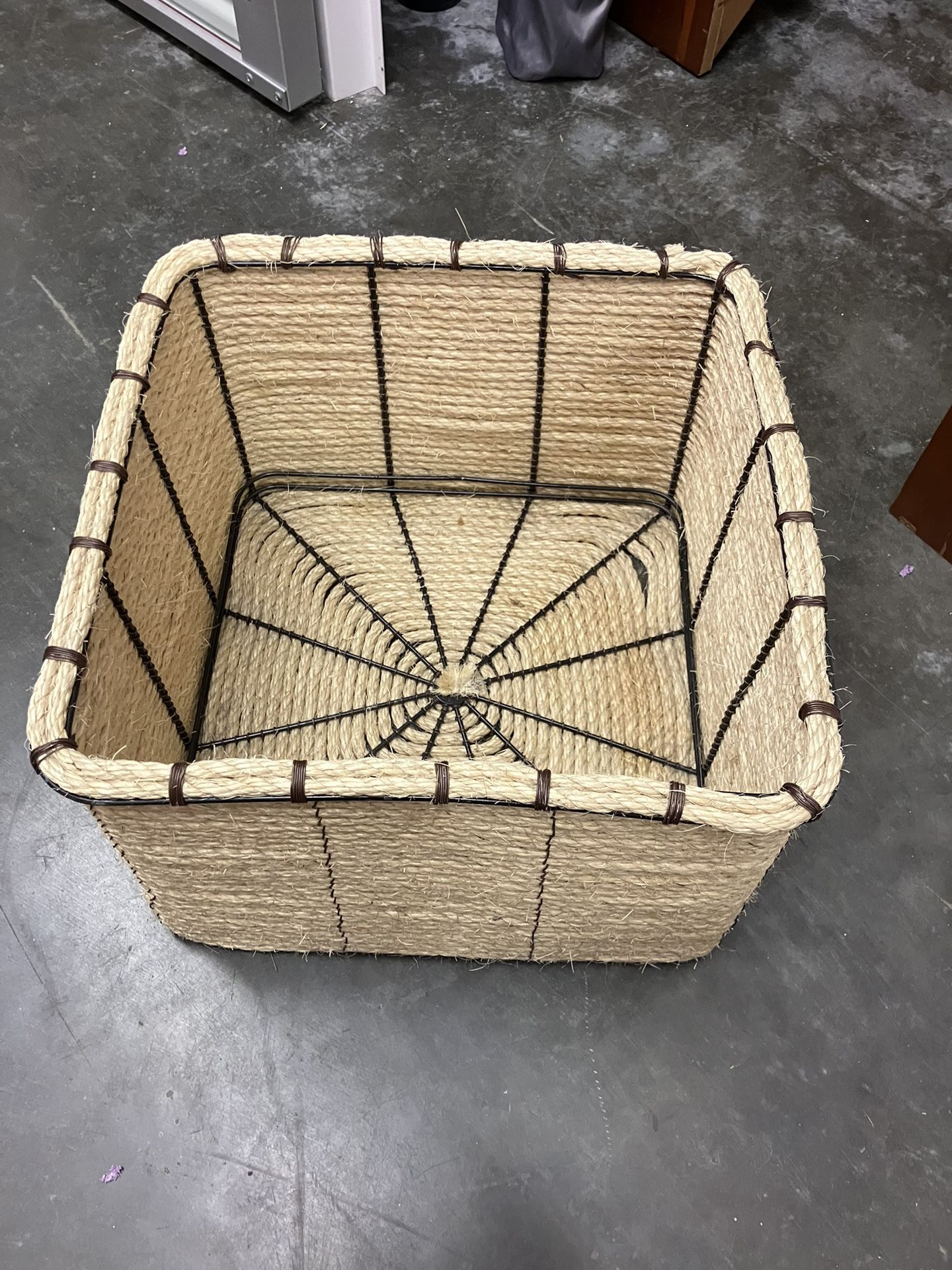 Large Twine And Metal Basket