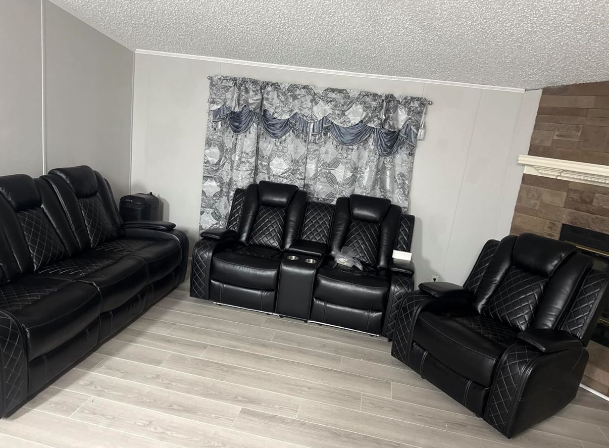 New Power Reclining Couch 3-Pc Set — Sofa • Loveseat • Chair