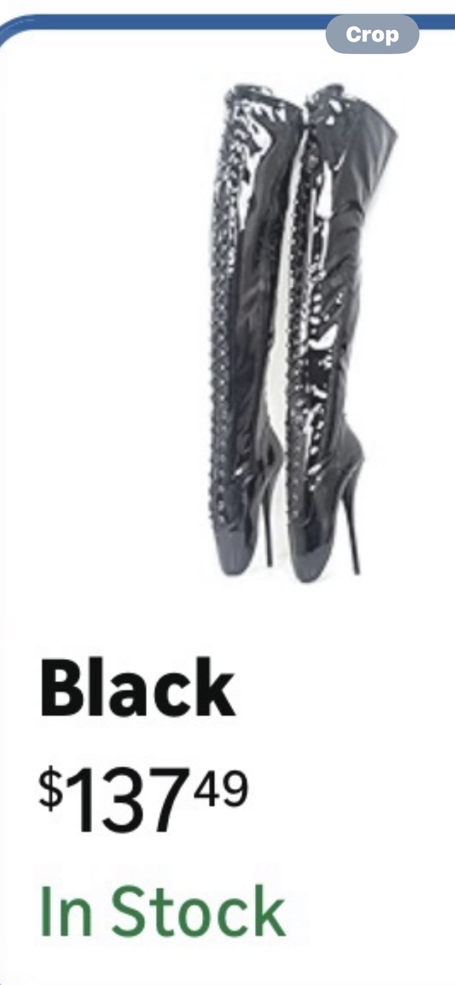 High Heels 18CM Ballet Knee Mid Calf Boots Upper Lock Patent Leather PU,Black-46