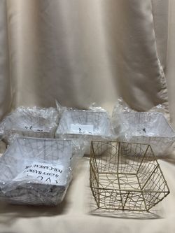 5 Avon Gold Tone Wire DIY Gift Basket Kit Ribbon Tissue Paper New
