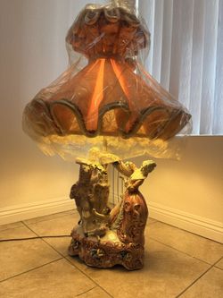 Azzolin Brothers Italian Capodimonte Style Figural Table Lamp Harp Violin 40in