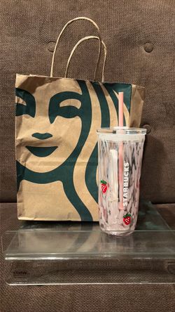 Starbucks  strawberry  drinking glass