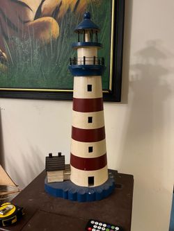Vintage Hand Made wood Lighthouse beach decor