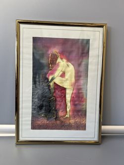 Vintage Silk Hand Painting Art on Silk  Of Authenticity 