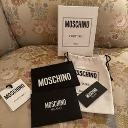 Authentic Moschino Logo Card Holder New With Tags  Black/White  Leather