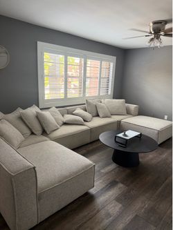 Tatum Beige Fabric 6-piece Modular Sectional