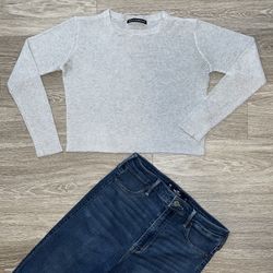 Brandy Melville Gray Ribbed Long Sleeve Top