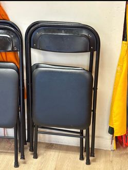 Black Metal Folding Chairs Set of 6