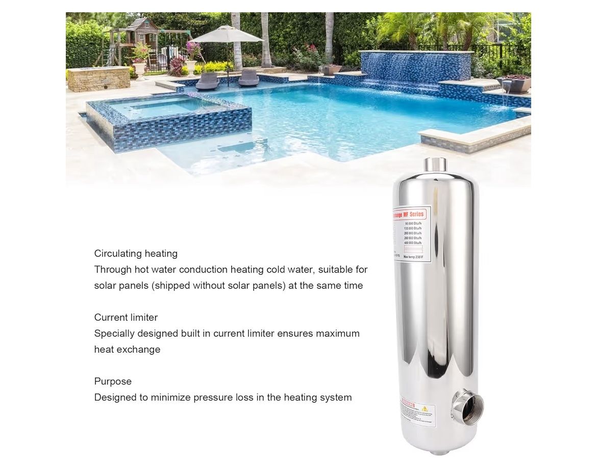 XWXLIJV Pool Heat Exchanger 60KW Stainless Steel Thermostatic