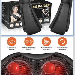 Neck Massager with Heat, Back Massager Deep Tissue, Electric 3D Kneading Massage Pillow for Pain Shiatsu Back and Shoulder Massager, Birthday Christma