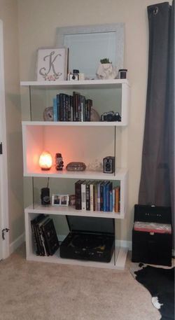 Modern White Bookcase / Glass Partitions