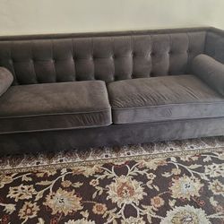 Jennifer Taylor Home Jack 84″ Modern Tuxedo Tufted Sofas – Set of 2 (Dark Charcoal Velvet)