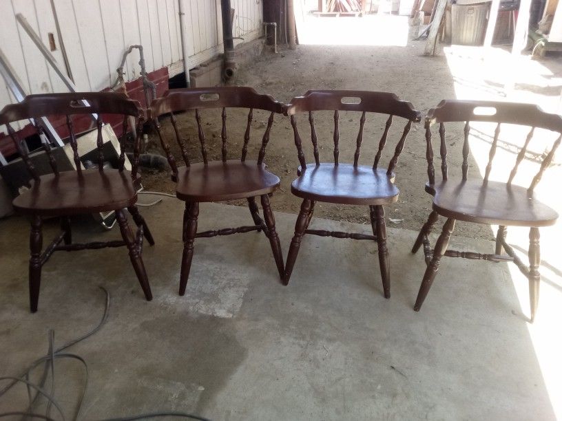 4 Vintage Solid Oak Chairs -$30