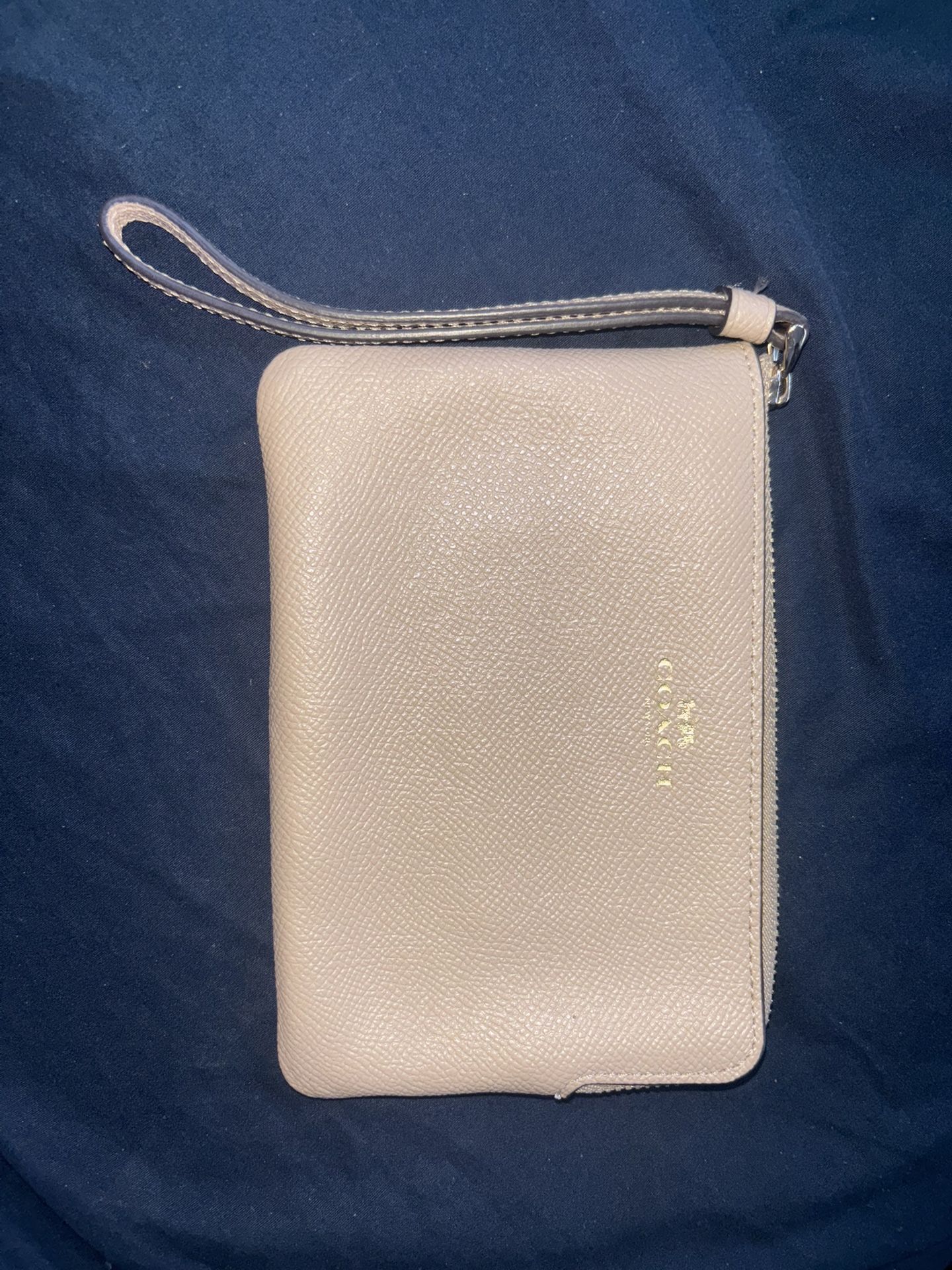 Small Beige Coach Wristlet