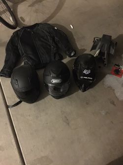 Lady's jacket and helmets