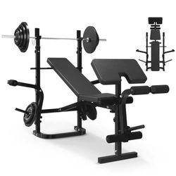 Mikolo Adjustable Weight Bench Set, 800LBS 6 In 1 Full Body Workout Weight Bench With Leg Extension , Multi-Function Strength Training Bench Press Set