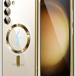 for Samsung Galaxy S23 Plus Case, Covers for S23 Plus .Magnetic Metallic Glossy Slim Clear Luxury Soft Shockproof funda capa para for Galaxy S23 Plus 