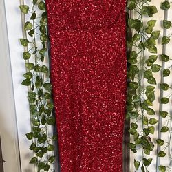 Floor length red sequin gown-small