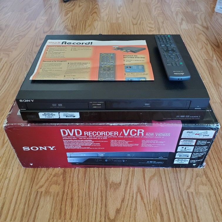 Sony RDR-VXD655 DVD Recorder ~ VCR Combo w/ OEM Remote, HDMI, Component S-Video, TESTED & WORKING