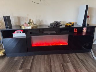 Modern TV Stand with Color-Changing Electric Fireplace 🔥