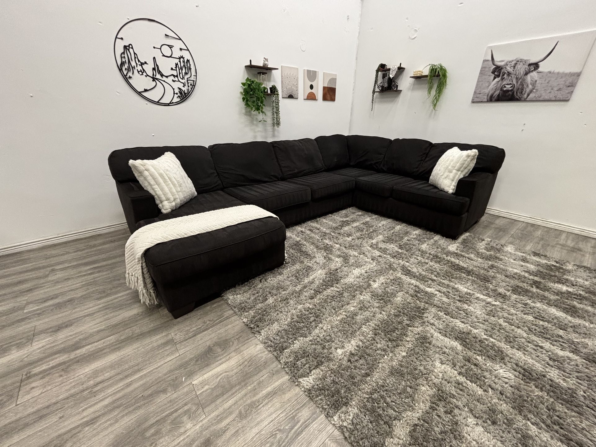 Black Sectional Couch - Free Delivery
