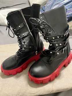 Black and Red boots size 7
