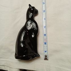 French Baccarat Black Crystal Egyptian Cat