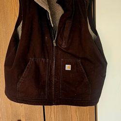 Carhartt Mens Sherpa Lined Vest Size 3XL Brown Loose Fit Model firm