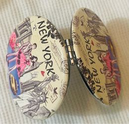 Girls & Women Fashion Elegant New York Round Travel Mirror Hand Mirror Cosmetic Makeup Compact Mirror